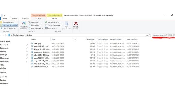 Windows: Ricerca per date