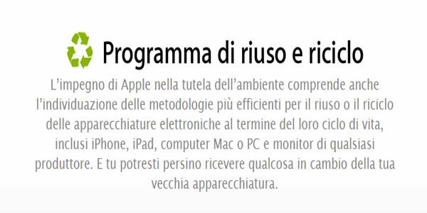 Apple Programma riuso e riciclo