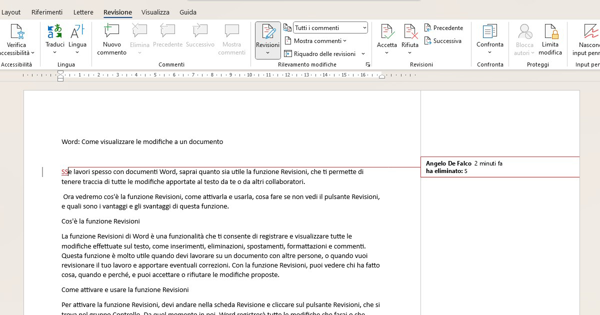 Come visualizzare modifiche ad un documento Word