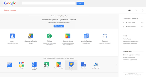 Console amministrazione G Suite