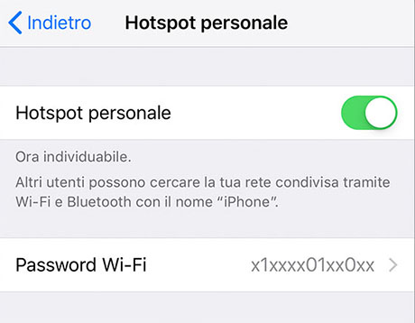 iPhone Hotspot personale 