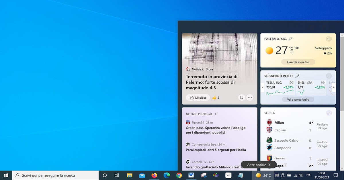 Windows 10 widget meteo