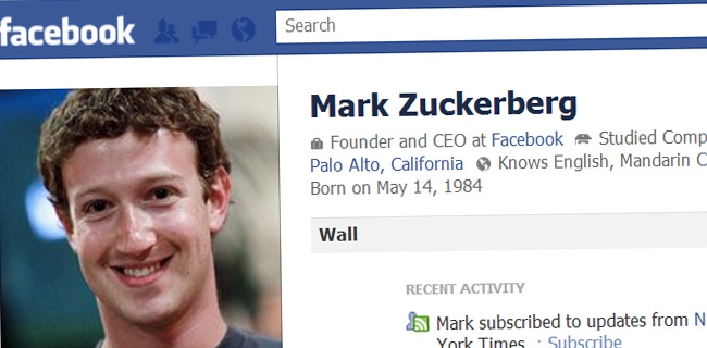 Facebook:violato il profilo di Mark Zuckerberg