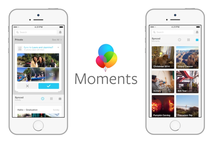 Facebook lancia Moments l'app che riconosce i volti