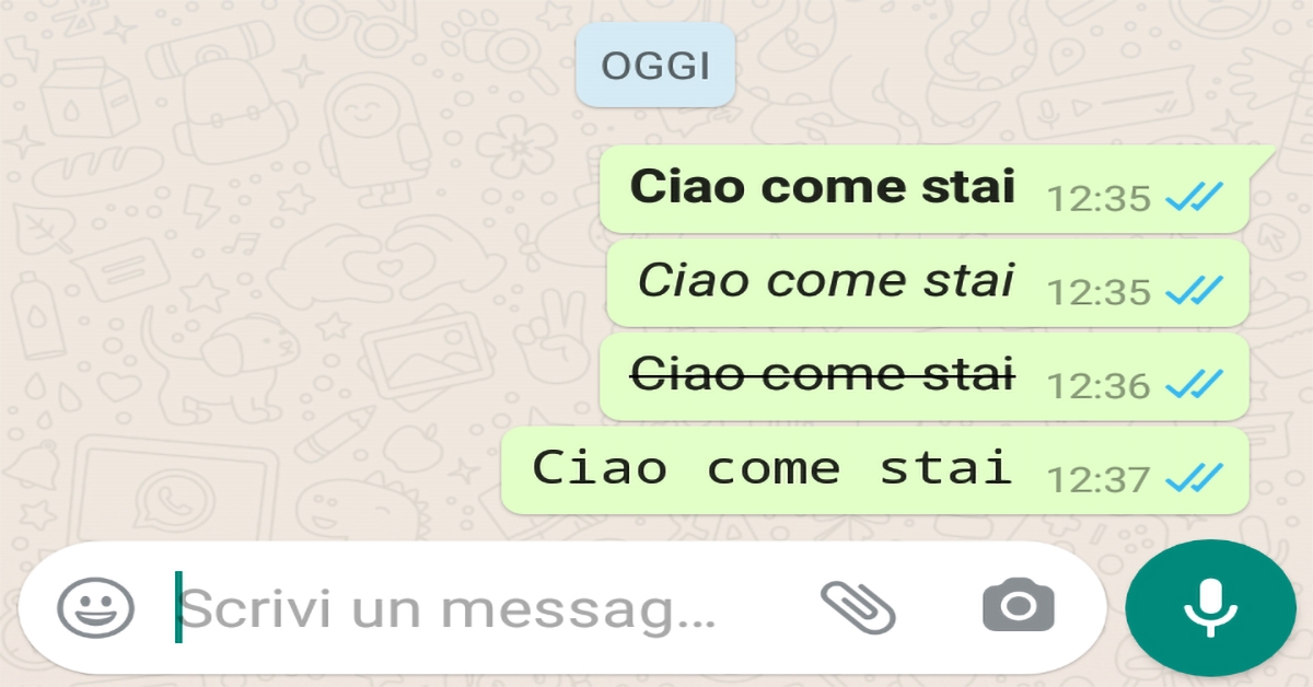 WhatsApp formattazione