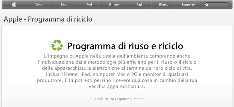 Apple riuso e riciclo