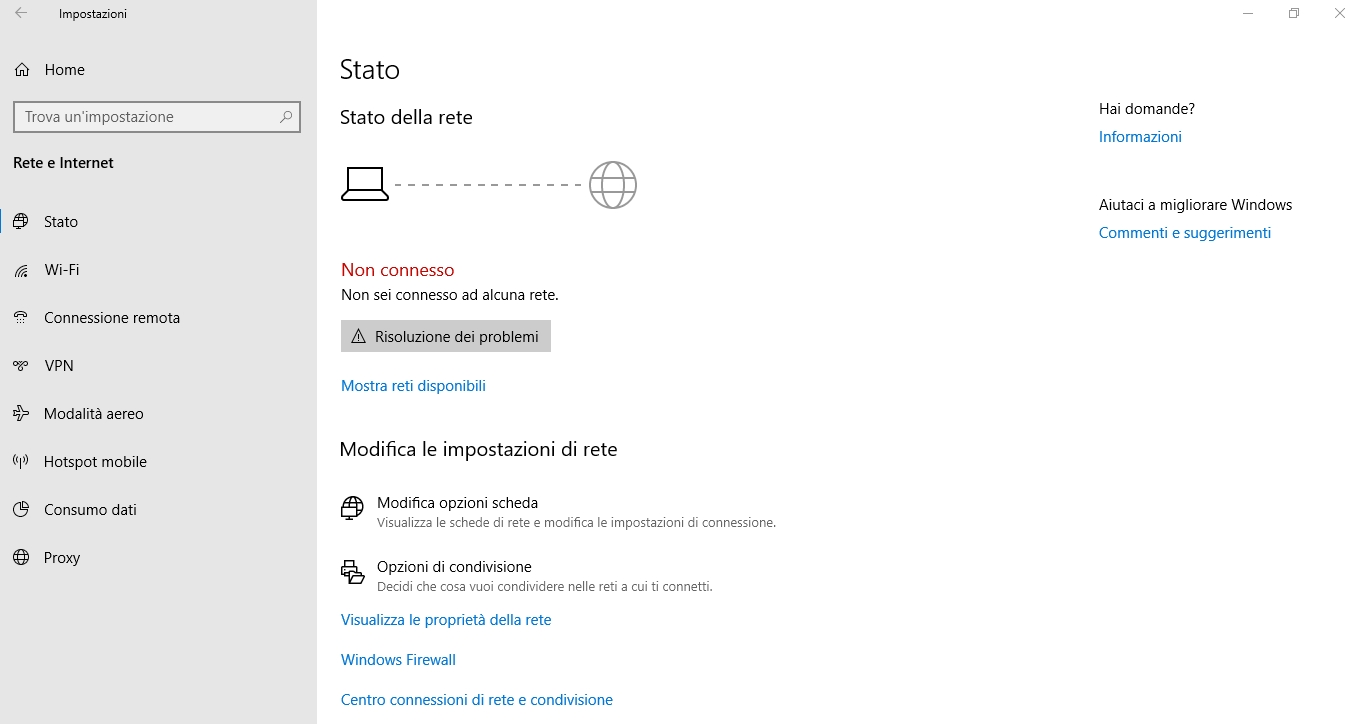 Windows Connessione di Rete