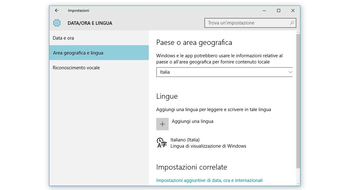 Come cambiare lingua su windows 10