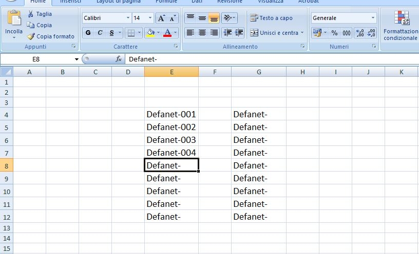 Office Excel: come inserire stesso testo in più celle