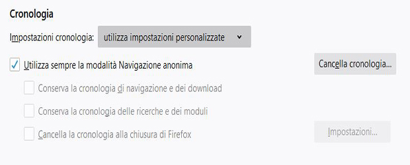 FireFox navigazione anonima