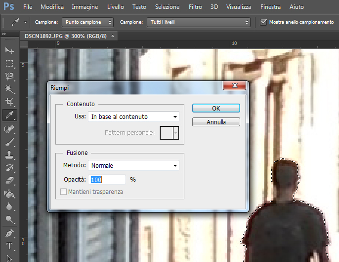 Photoshop comando riempie