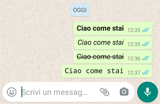 WhatsApp formattazione testo