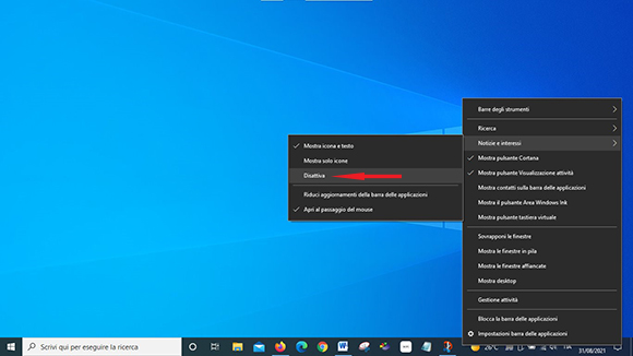 windows 10 widget meteo come disattivare