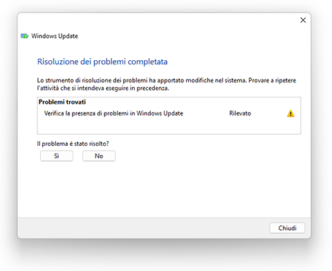 Windows 11 strumento risoluzione problemi