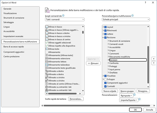 Word personalizzazione barra multifunzione